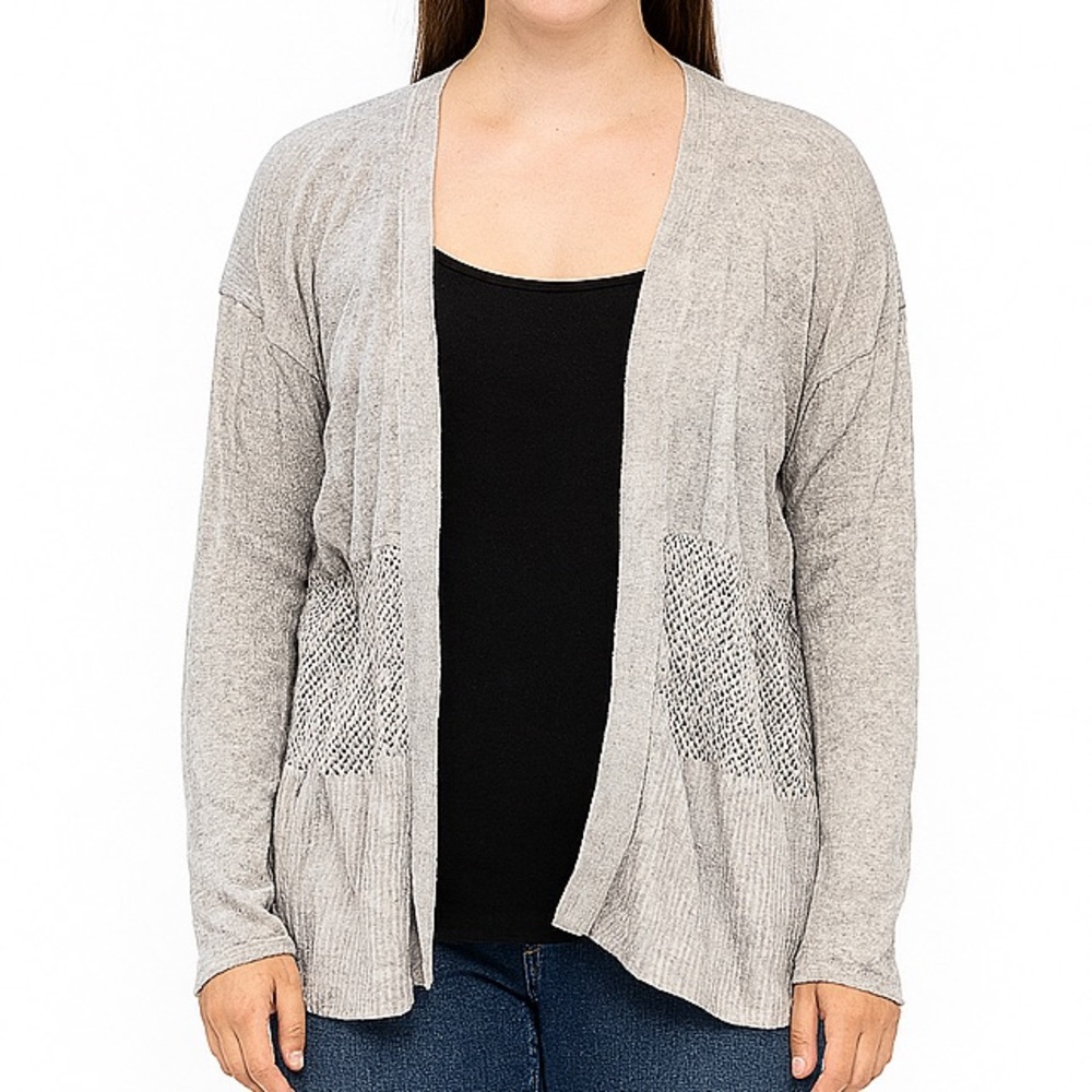 Vince Camuto Gray Open Front Cardigan Sweater